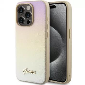 Guess GUHCP15LPSAIRSD Saffiano Iridescent Script tvrda futrola za Apple iPhone 15 Pro 6,1