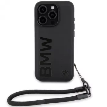 BMW Signature Leather Wordmark Cord tvrda futrola za iPhone 15 Pro 6,1