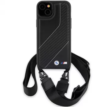 BMW BMHCP15S23PSCCK iPhone 15 / 14 / 13 crna tvrda futrola M Edition Carbon Stripe & Strap