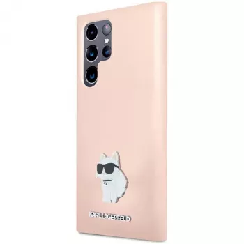 Karl Lagerfeld KLHCS23LSMHCNPP S23 Ultra S918 ružičasta silikonska futrola Choupette metalni privjesak