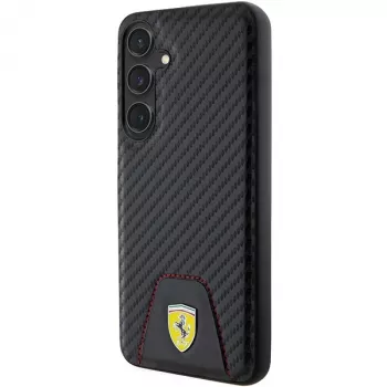 Ferrari FEHCS24MN3PUK Hard Case for Samsung Galaxy S24+ (SM-S926) - Carbon Stitched Bottom - Black