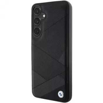 BMW BMHCS24M23RCGPK S24+ S926 crna tvrda futrola Signature Leather Crossing Lines Pattern