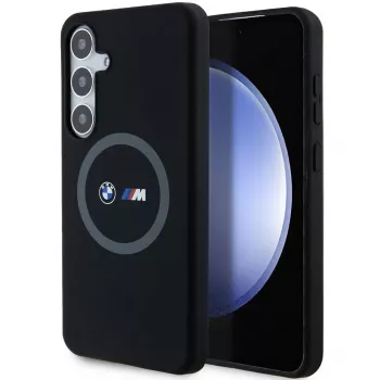 BMW M Collection silikonska tvrda futrola s držačem prstena MagSafe za Samsung Galaxy S24+ (SM-S926) crna