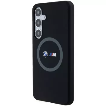 BMW M Collection silikonska tvrda futrola s držačem prstena MagSafe za Samsung Galaxy S24+ (SM-S926) crna