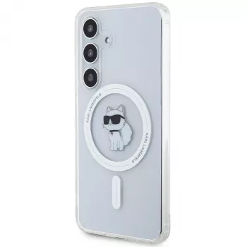 Karl Lagerfeld KLHMS24SHFCCNOT tvrda futrola za Samsung Galaxy S24, prozirna, MagSafe, Choupette dizajn