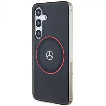 Mercedes-Benz S24 tvrda futrola Double Layer s crvenim MagSafe prstenom za Samsung Galaxy S24 crna