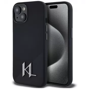 KARL LAGERFELD silikonska Shadow Metal Initial MagSafe futrola za iPhone 15 crna