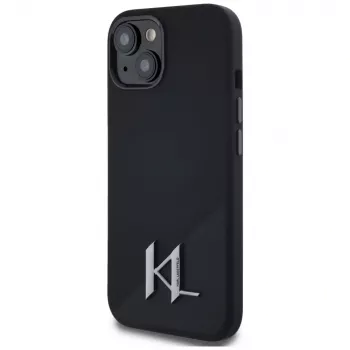 KARL LAGERFELD silikonska Shadow Metal Initial MagSafe futrola za iPhone 15 crna