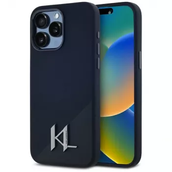 KARL LAGERFELD silikonska Shadow Metal Initial MagSafe futrola za iPhone 15 Pro crna