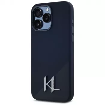 KARL LAGERFELD silikonska Shadow Metal Initial MagSafe futrola za iPhone 15 Pro crna