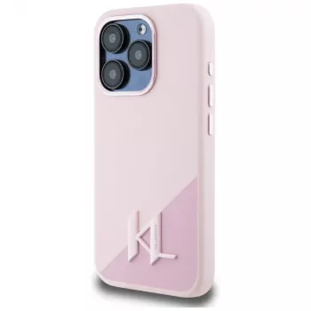 KARL LAGERFELD silikonska Shadow Metal Initial MagSafe futrola za iPhone 15 Pro Max ružičasta