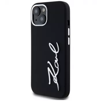 KARL LAGERFELD silikonska Metal Script Logo futrola za Apple iPhone 15 crna