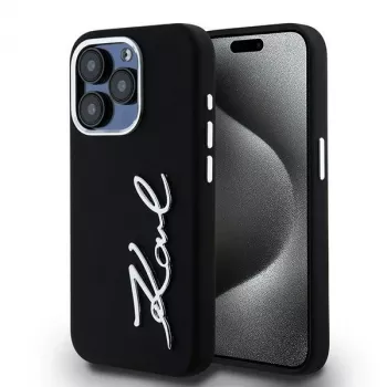 Karl Lagerfeld KLHCP15LSCMSMVK tvrda futrola silikon Metal Script Logo za iPhone 15 Pro 6.1 crna