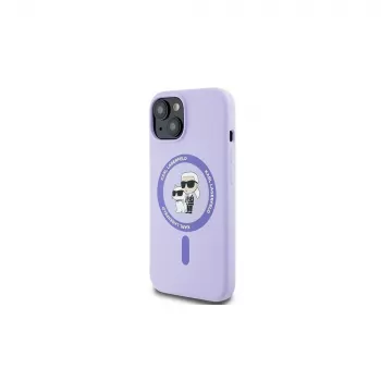 Karl Lagerfeld KLHMP15SSCMKCRHU iPhone 15 6,1 inch ljubičasta tvrda silikonska futrola s Karl & Choupette Heads prstenom i MagSafe