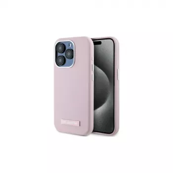 Karl Lagerfeld KLHMP15LPGMSRPP iPhone 15 Pro 6,1 inch ružičasta tvrda futrola s metalnom pločom MagSafe
