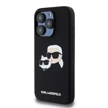 Karl Lagerfeld KLHMP15LSKCHPPLK iPhone 15 Pro 6,1 inch crna tvrda silikonska futrola Karl & Choupette MagSafe