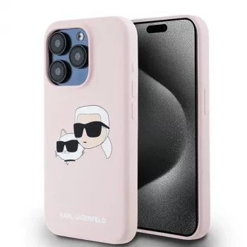 Karl Lagerfeld KLHMP15LSKCHPPLP iPhone 15 Pro 6,1 inch ružičasta tvrda silikonska futrola Karl & Choupette MagSafe