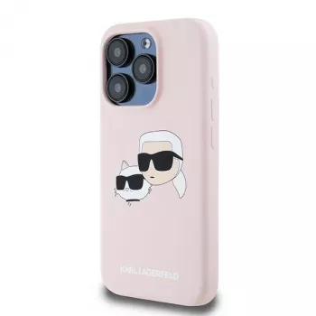 Karl Lagerfeld KLHMP15LSKCHPPLP iPhone 15 Pro 6,1 inch ružičasta tvrda silikonska futrola Karl & Choupette MagSafe