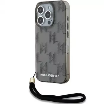 Karl Lagerfeld KLHCP15LHKDPNSK tvrda futrola za iPhone 15 Pro 6,1 inch, crna, IML Mono KL Pattern & Cord