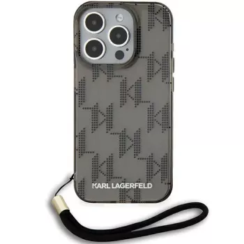 Karl Lagerfeld KLHCP15LHKDPNSK tvrda futrola za iPhone 15 Pro 6,1 inch, crna, IML Mono KL Pattern & Cord
