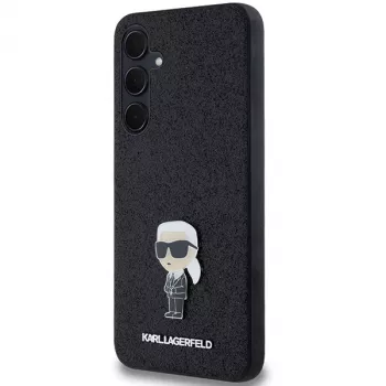 KARL LAGERFELD Ikonik tvrda futrola za Samsung Galaxy A55 5G - crna glitter s metalnim pinom