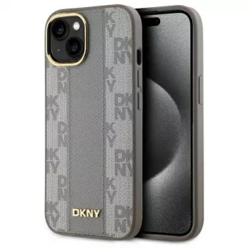 DKNY DKHMP15MPCPVSLE iPhone 15 Plus 6,7 inch bež tvrda futrola koža karirani mono uzorak MagSafe