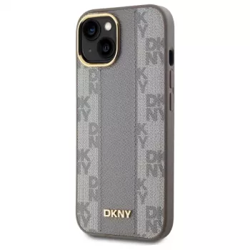 DKNY DKHMP15MPCPVSLE iPhone 15 Plus 6,7 inch bež tvrda futrola koža karirani mono uzorak MagSafe