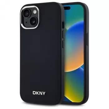 DKNY DKHMP14SPSCMCLK Hard Case for Apple iPhone 14, 6.1 inch, Black, Plain Logo, MagSafe