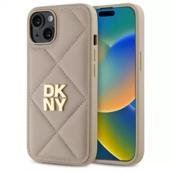 DKNY DKHCP14SPQDSLE prošivena futrola Stack logotip za Apple iPhone 14 6,1 inch bež