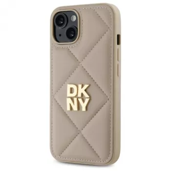 DKNY DKHCP14SPQDSLE prošivena futrola Stack logotip za Apple iPhone 14 6,1 inch bež