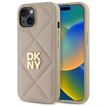 DKNY DKHCP15SPQDSLE prošivena futrola Stack logotip za iPhone 15 6,1 inch bež