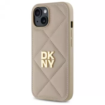DKNY DKHCP15SPQDSLE prošivena futrola Stack logotip za iPhone 15 6,1 inch bež