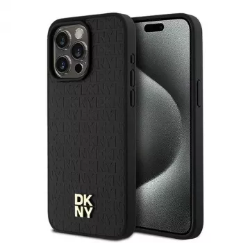 DKNY DKHMP15XPSHRPSK tvrda futrola za iPhone 15 Pro Max 6,7 inch crna koža monogram uzorak metalni logotip MagSafe