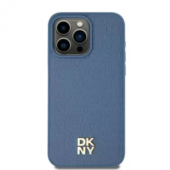 DKNY DKHMP15SPSHRPSB iPhone 15 / 14 / 13 6,1 inch plava tvrda futrola kožni izgled metalni logotip MagSafe