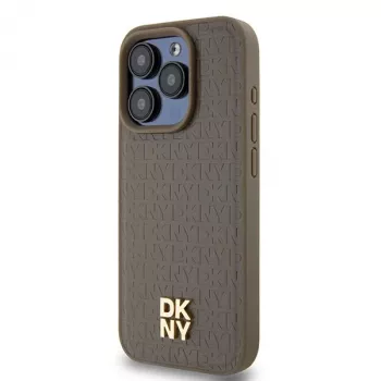 DKNY DKHMP14XPSHRPSW tvrda futrola za iPhone 14 Pro Max 6,7 inch smeđa umjetna koža s metalnim logotipom MagSafe