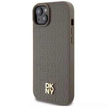 DKNY DKHMP15MPSHRPSW tvrda futrola s kožnim izgledom i metalnim logotipom, MagSafe za iPhone 15 Plus / 14 Plus 6,7 inch smeđa