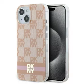 DKNY DKHMP15SHCPTSP tvrda futrola za iPhone 15 / 14 / 13 6,1 inch roza Checkered Mono Pattern & Printed Stripes MagSafe