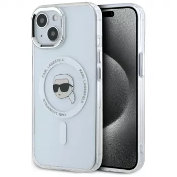 KARL LAGERFELD IML Metal Karl Head MagSafe futrola za Apple iPhone 15 - bijela