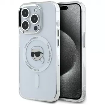 KARL LAGERFELD IML Metal Karl Head MagSafe futrola za Apple iPhone 15 Pro Max bijela