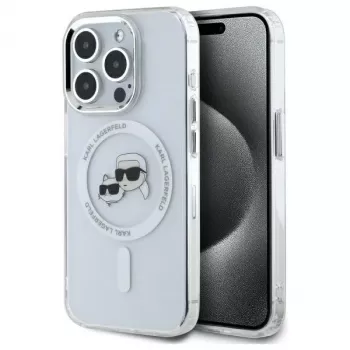 Karl Lagerfeld KLHMP15XHLSKCH tvrda futrola IML Metal Karl & Choupette Head MagSafe za iPhone 15 Pro Max, 6,7 inch, bijela