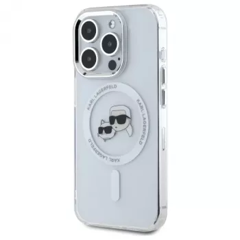 Karl Lagerfeld KLHMP15XHLSKCH tvrda futrola IML Metal Karl & Choupette Head MagSafe za iPhone 15 Pro Max, 6,7 inch, bijela