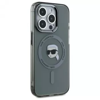 Karl Lagerfeld KLHMP15LHLSKIK tvrda futrola za Apple iPhone 15 Pro 6,1 inch crna IML Metal Karl Head MagSafe