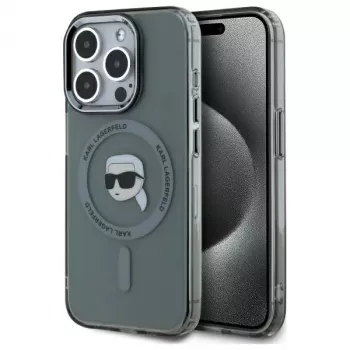 Karl Lagerfeld KLHMP15XHLSKIK tvrda futrola IML Metal Karl Head MagSafe za iPhone 15 Pro Max 6,7 inch crna