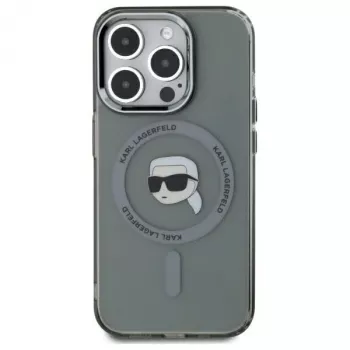 Karl Lagerfeld KLHMP15XHLSKIK tvrda futrola IML Metal Karl Head MagSafe za iPhone 15 Pro Max 6,7 inch crna