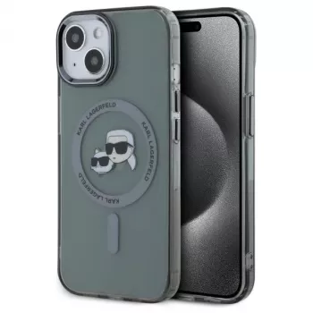 Karl Lagerfeld KLHMP15SHLSKCK tvrda futrola IML Metal Karl & Choupette Head MagSafe za Apple iPhone 15 6,1 inch crna
