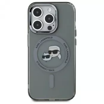Karl Lagerfeld KLHMP15LHLSKCK tvrda futrola za iPhone 15 Pro 6,1 inch crna IML Metal Karl & Choupette Head MagSafe