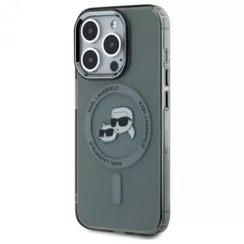 Karl Lagerfeld KLHMP15XHLSKCK iPhone 15 Pro Max 6,7 inch tvrda futrola IML Metal Karl & Choupette Head MagSafe crna