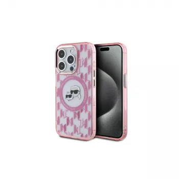 Karl Lagerfeld KLHMP15XHMCKMHP iPhone 15 Pro Max 6,7 inch ružičasta IML Monogram Karl & Choupette Head MagSafe futrola