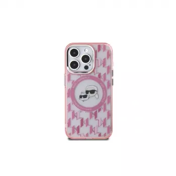 Karl Lagerfeld KLHMP15XHMCKMHP iPhone 15 Pro Max 6,7 inch ružičasta IML Monogram Karl & Choupette Head MagSafe futrola