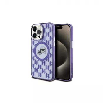 Karl Lagerfeld KLHMP15LHMCKMHU iPhone 15 Pro 6,1 inch ljubičasta IML Monogram Karl & Choupette Head MagSafe futrola